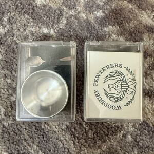 Woodbury Pewterers Silver Pewter Salt bowls with small spoon.